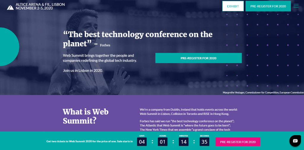 Web Summi landing page