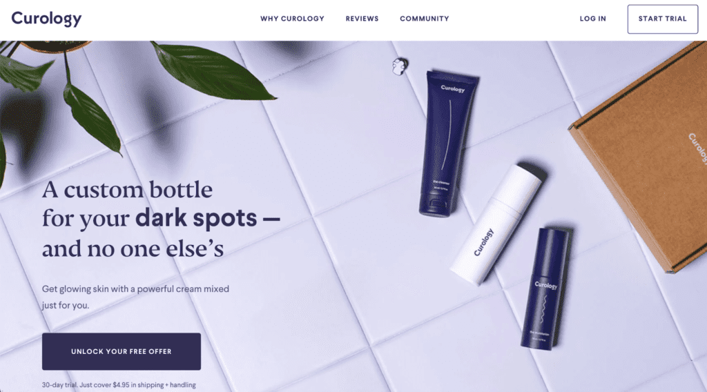 curology landing page