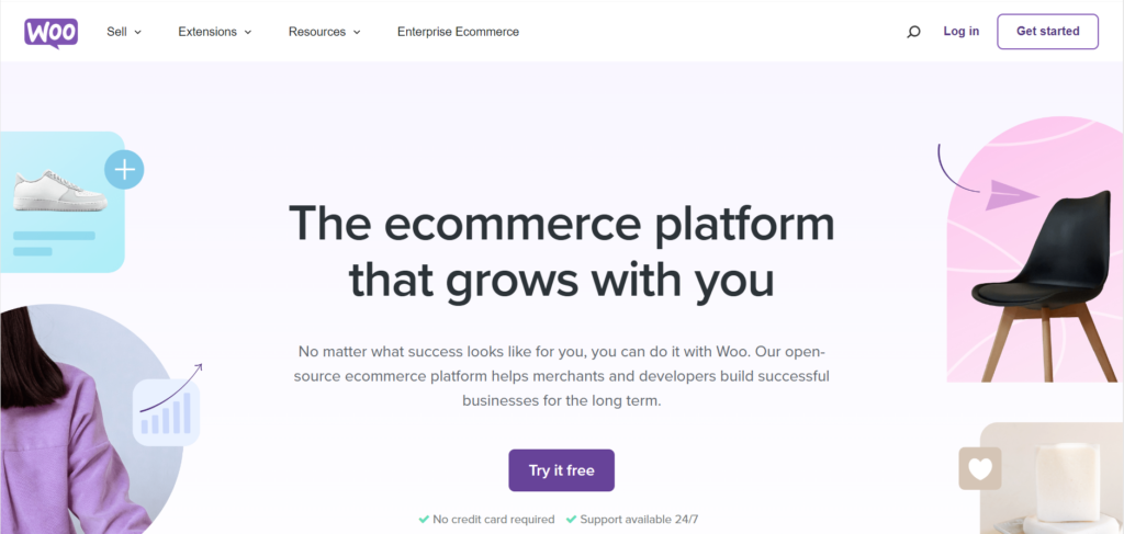 The homepage screenshot of the ecommerce platform, woocommerce. 